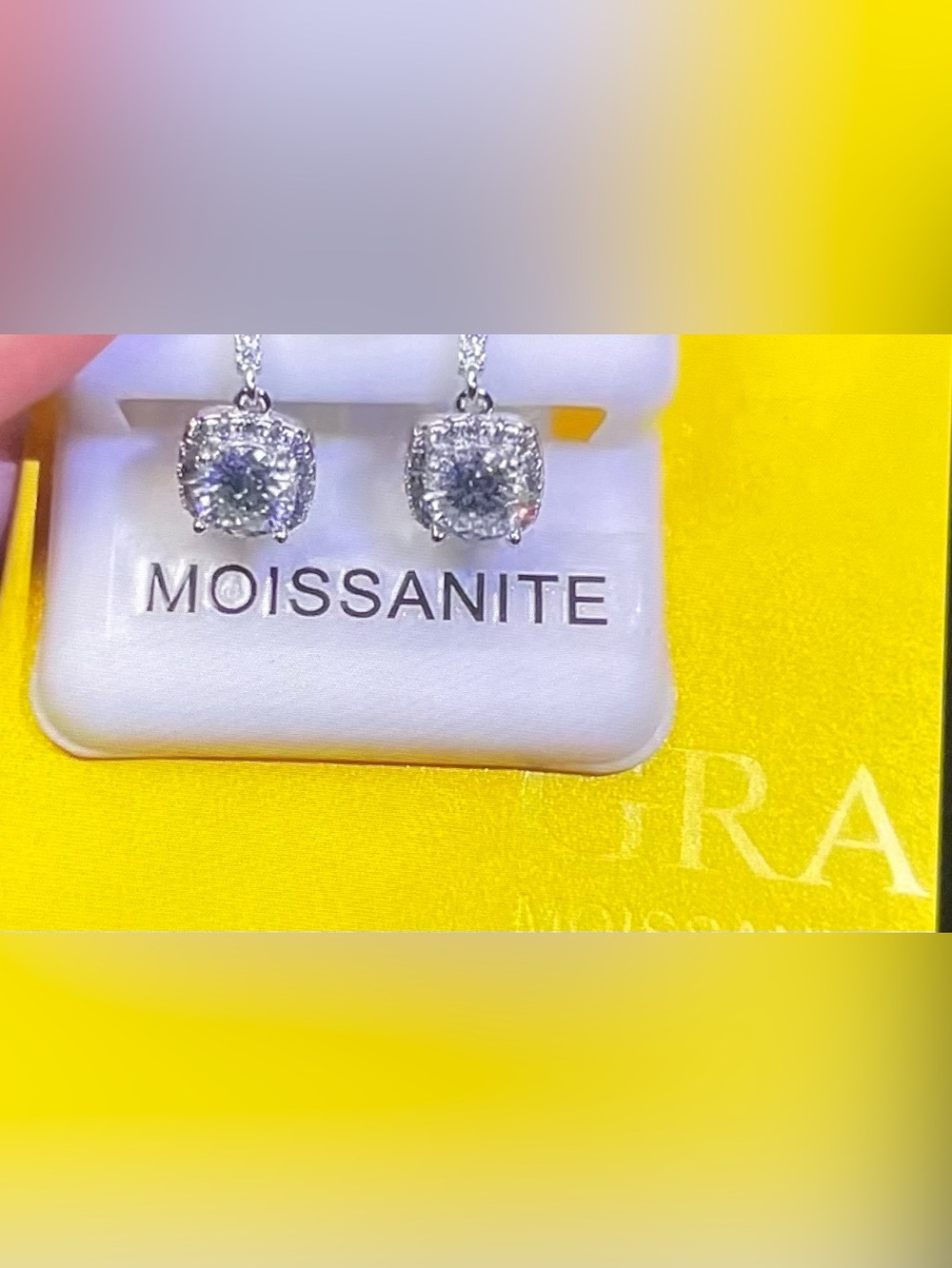 Silver-Tone Halo Drop Earrings - White